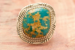 Genuine Royston Turquoise Sterling Silver Native American Ring